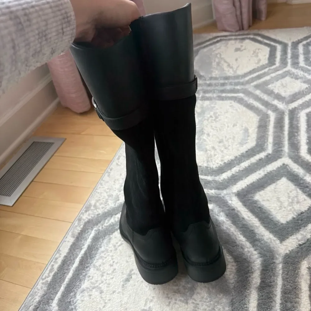 Clark’s Maye Carly Tall-Shaft Boot Leather Boots In Black 6 NWT